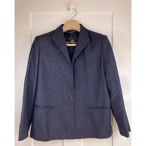 Carlisle Couture Blazer Jacket‎ Women's 11/12 Blue Pure Virgin Wool Heathered